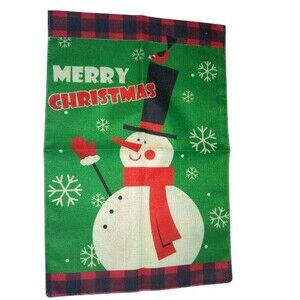 Merry Christmas Snowman Garden Flag 12"X18" Burlap Dual Side Decorative Flag